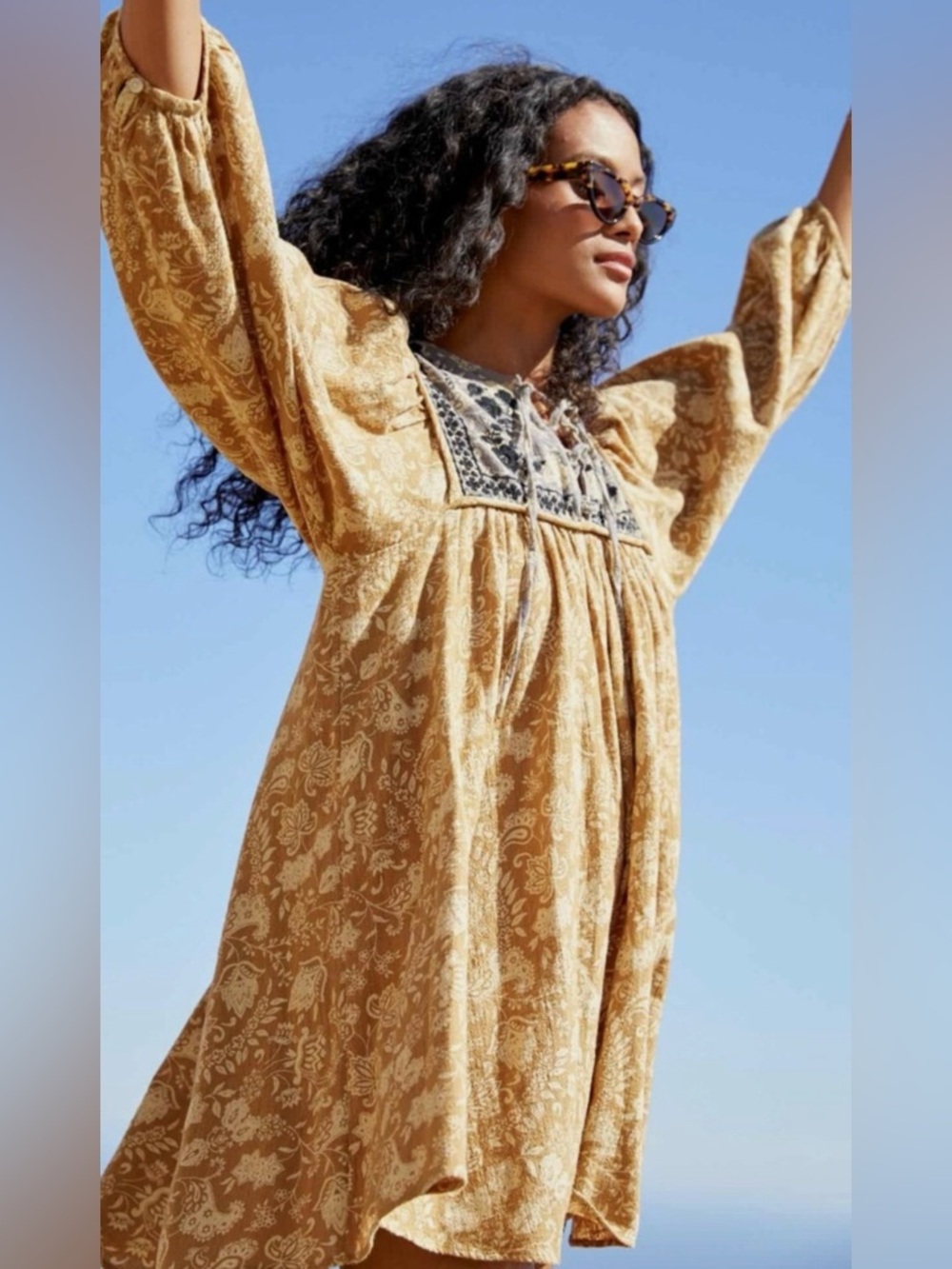 Unsubscribed Bohemian Floral Print Trapeze Dress in